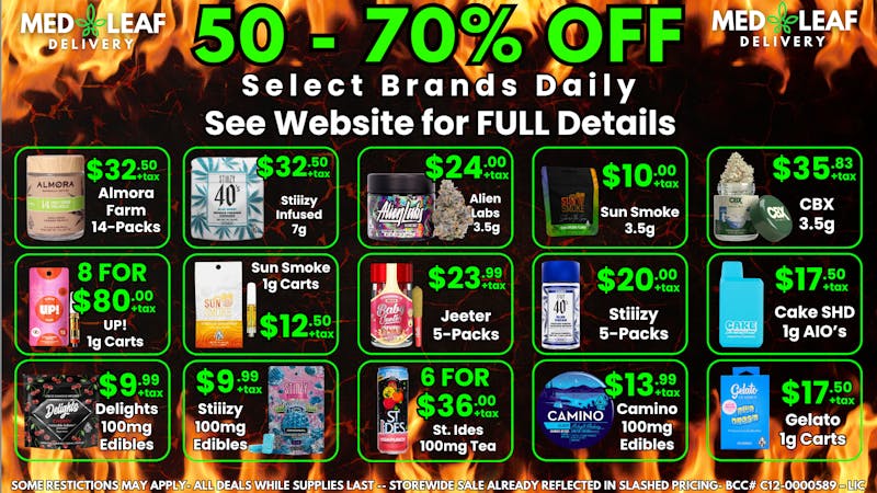 MedLeaf Weed Delivery - Temecula 50-70% OFF Select Brands DAILY