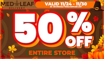 MedLeaf Weed Delivery - Del Mar Green Week - 50% OFF Entire Store thru 11/30