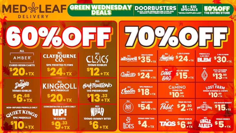 MedLeaf Weed Delivery - San Marcos Green Wednesday - Up to 70% OFF TOP BRANDS