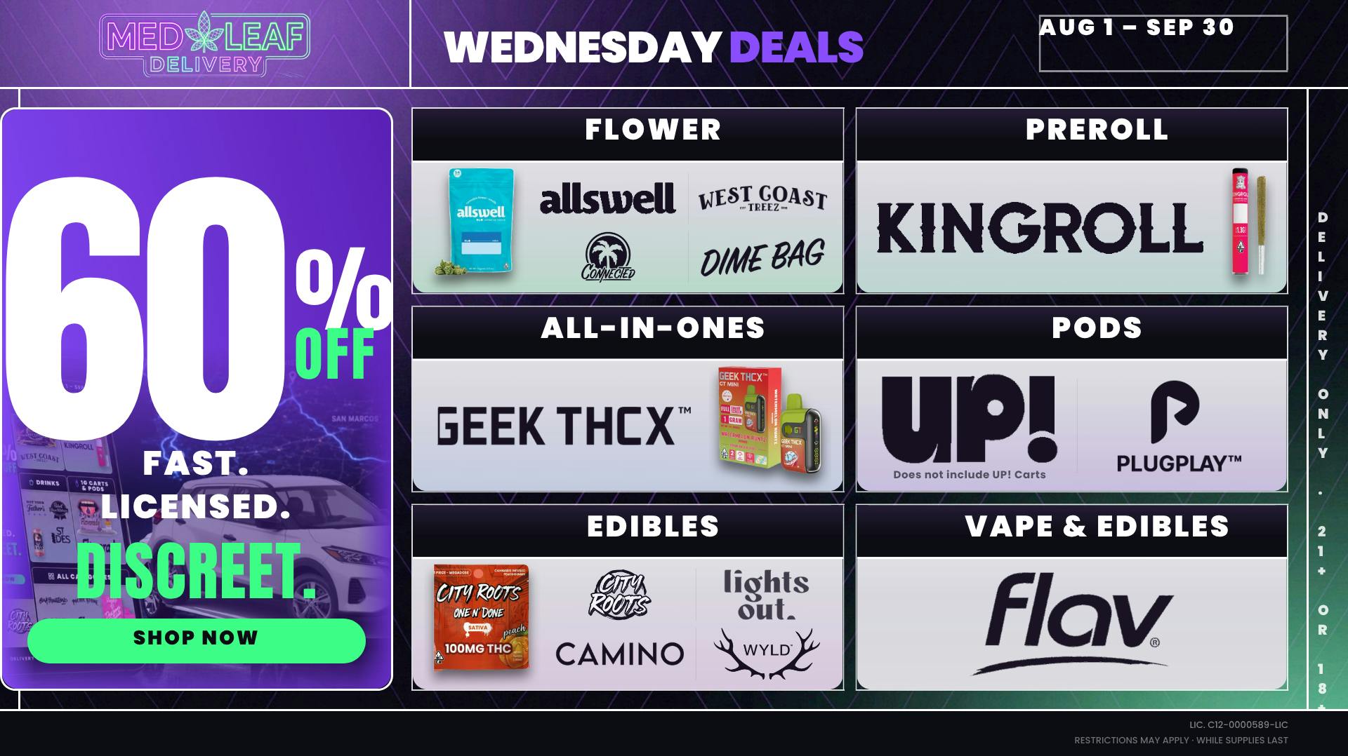 MedLeaf Weed Delivery - San Marcos Every Wednesday Until 9/30