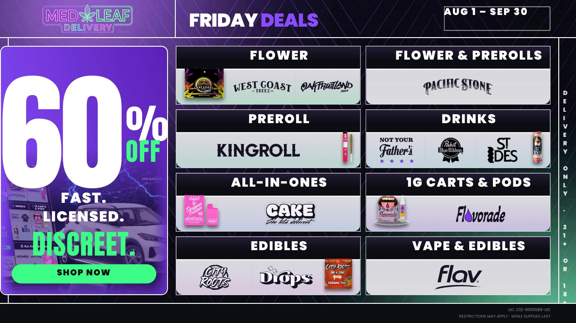 MedLeaf Weed Delivery - Vista Every Friday Until 9/30