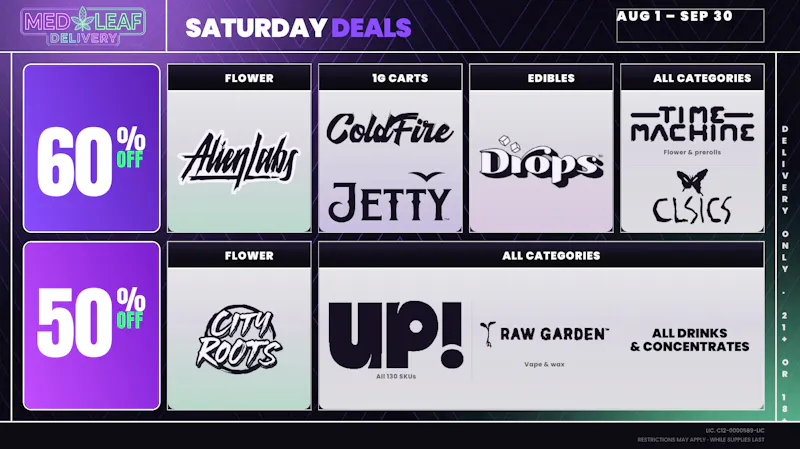 MedLeaf Weed Delivery - Vista Every Saturday Until 9/30