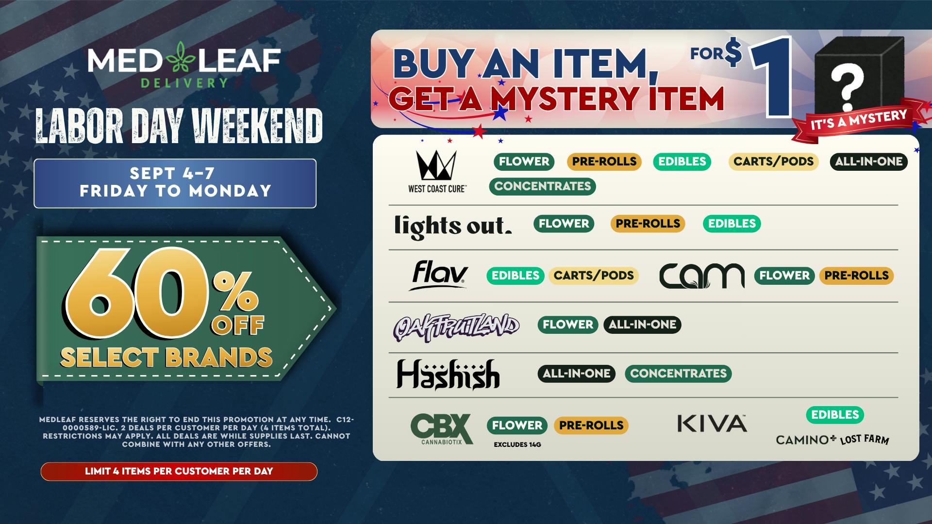 MedLeaf Weed Delivery - Murrieta Labor Day Specials!!!