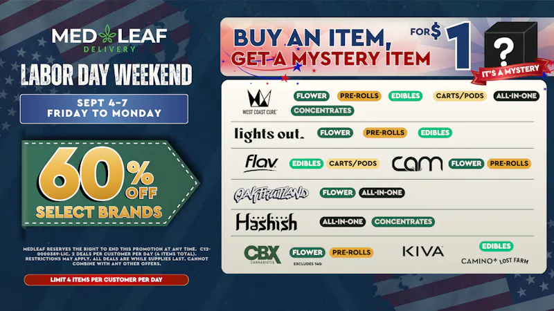 MedLeaf Weed Delivery - Murrieta Labor Day Specials!!!