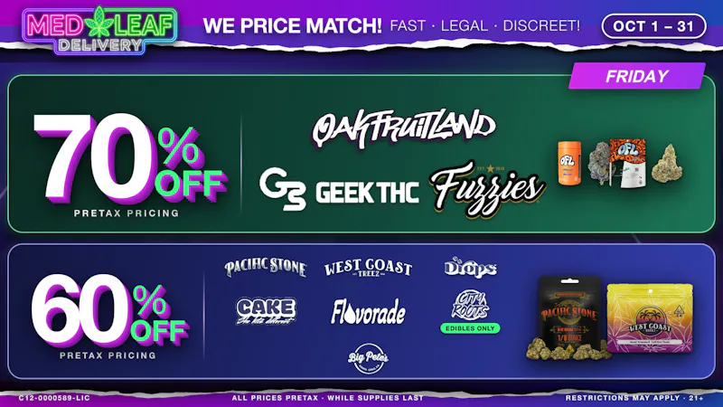 MedLeaf Weed Delivery - San Marcos 70% OFF Select Products - EVERY Friday