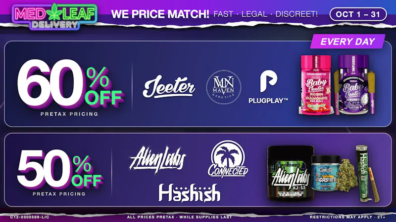 MedLeaf Weed Delivery - Oceanside October Deals - EVERY Day