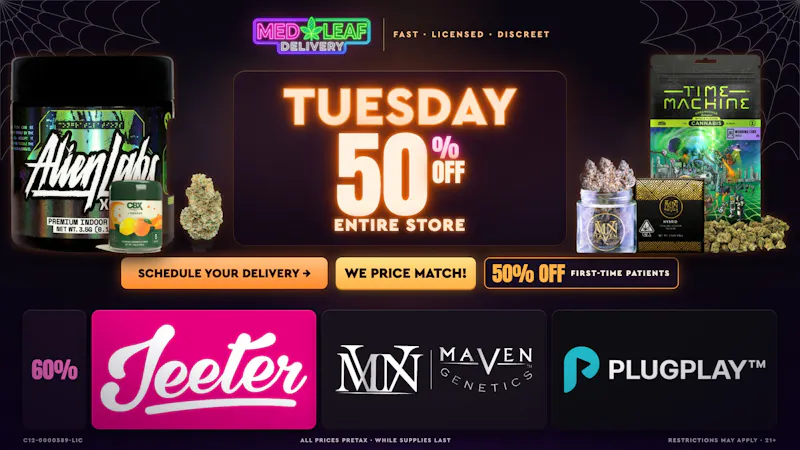 MedLeaf Weed Delivery - Carlsbad Every Tuesday Until 10/31