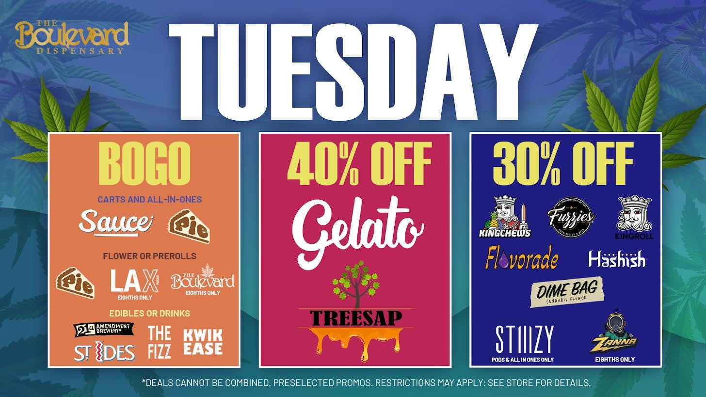The Boulevard Dispensary TUESDAY DAILY DEAL!🔥