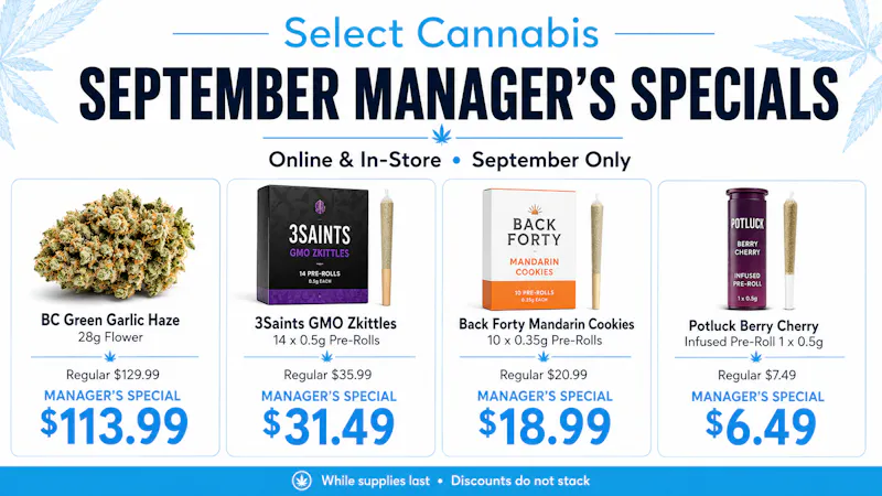 Select Cannabis Co. Alberta Ave 🔥 September Manager’s Specials 🔥