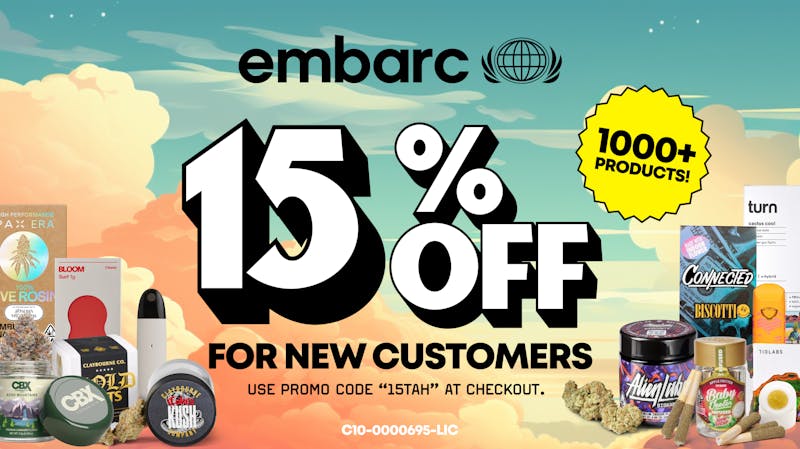 Embarc Tahoe 15% OFF - MUST USE WEEDMAPS CODE