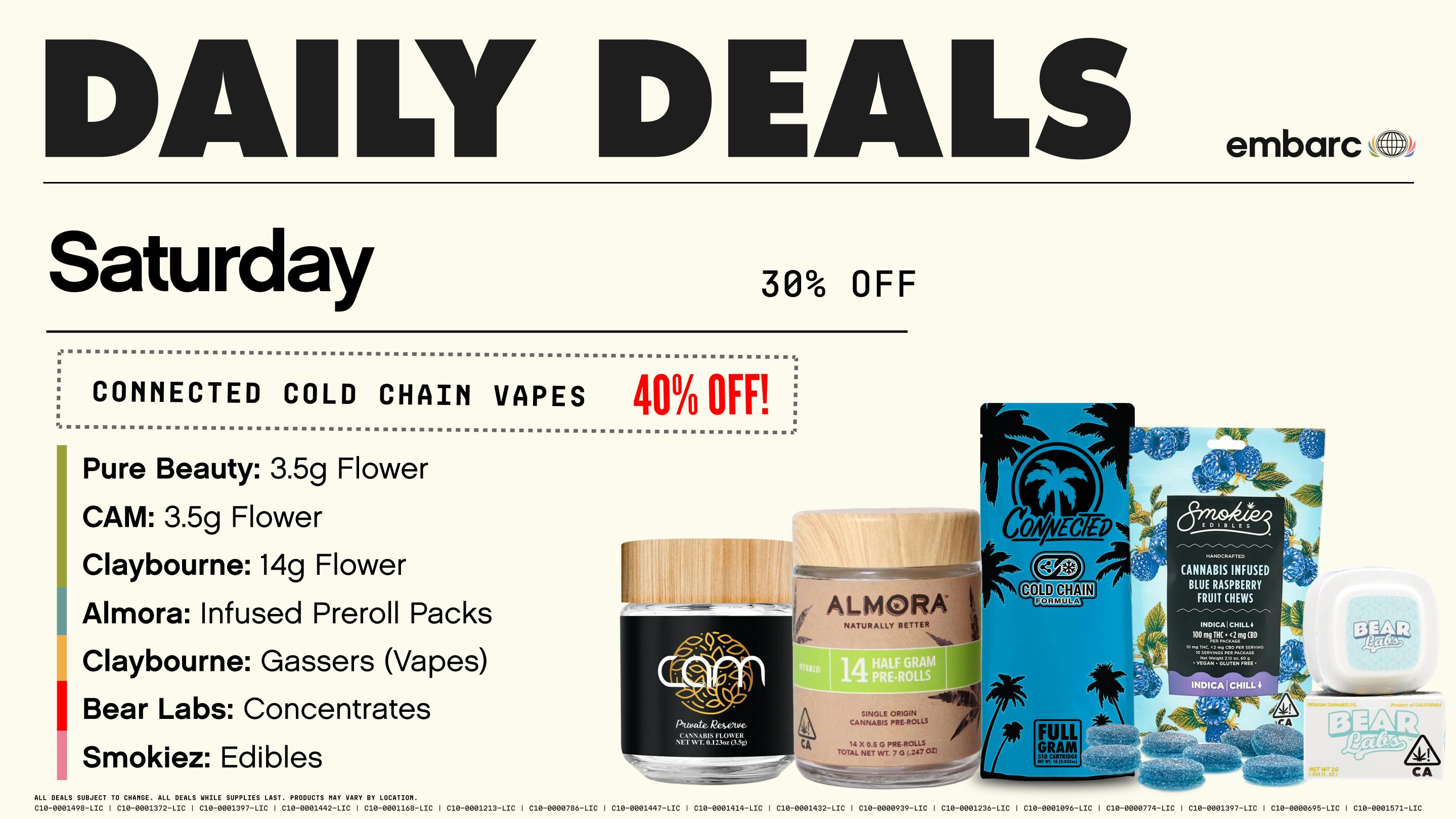 Embarc Fontana Saturday Daily Deals Up to 40% Off