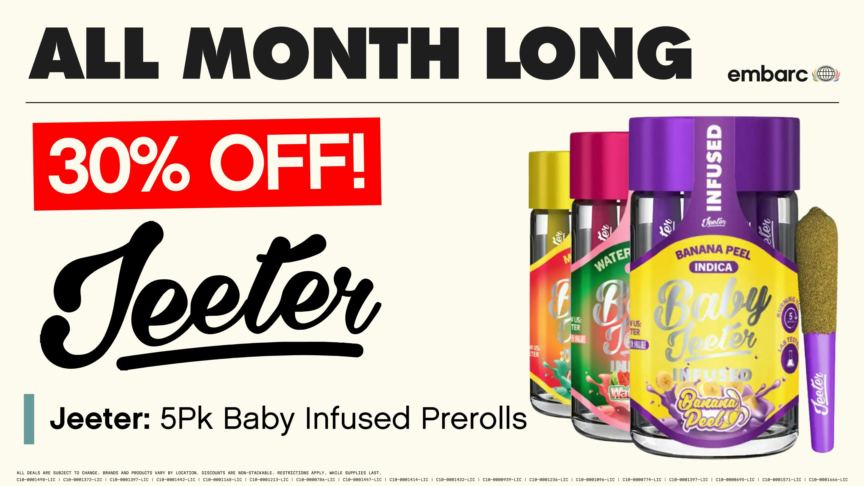 Embarc - Ventura 30% Off Jeeter 5-pack Baby Infused Prerolls