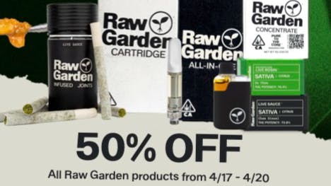 Napa Cannabis Collective 50% Off Raw Garden 420 Weekend, 30% Off Storewide!