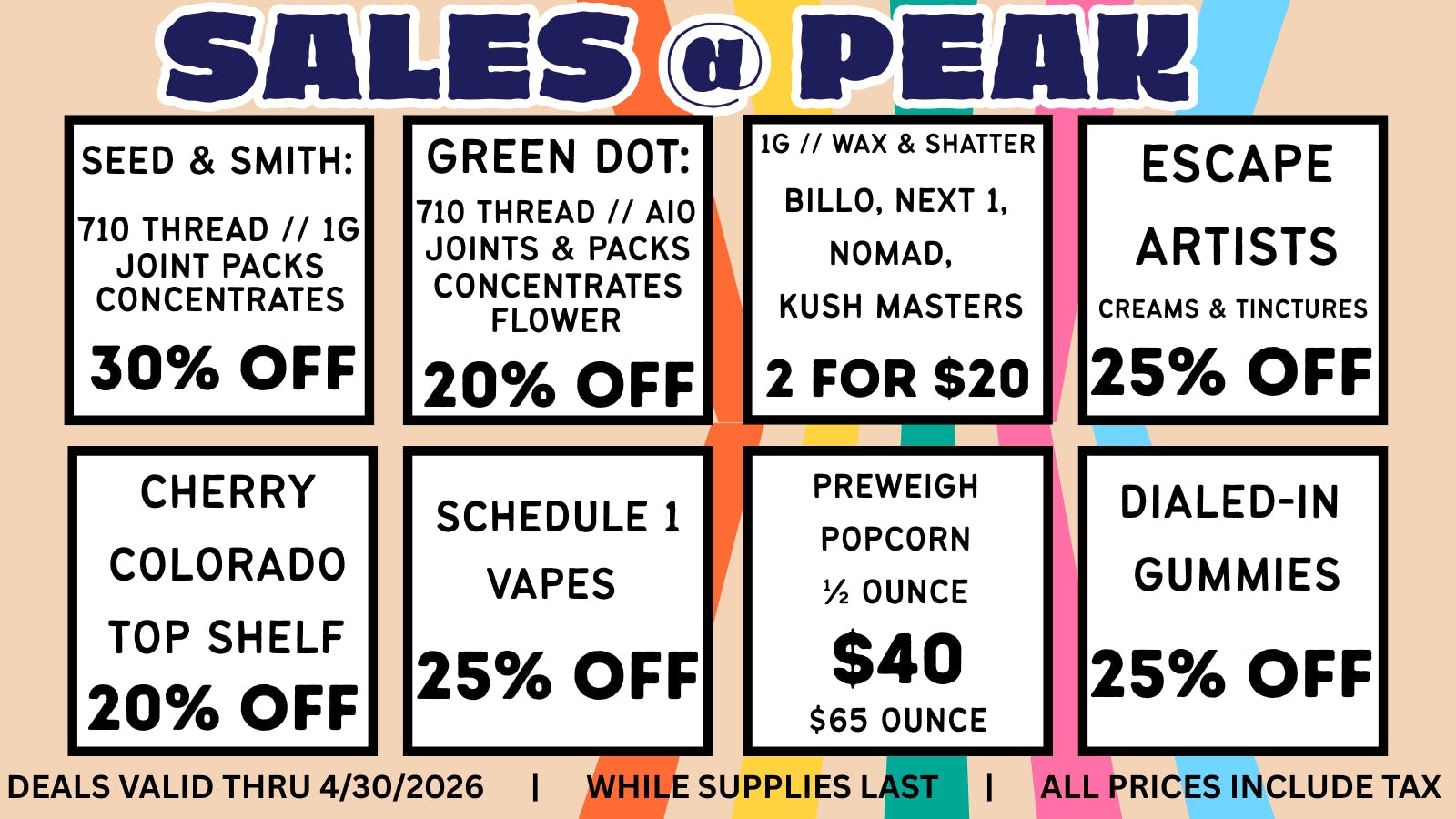 Peak MJ Sedgwick April Monthly Deals