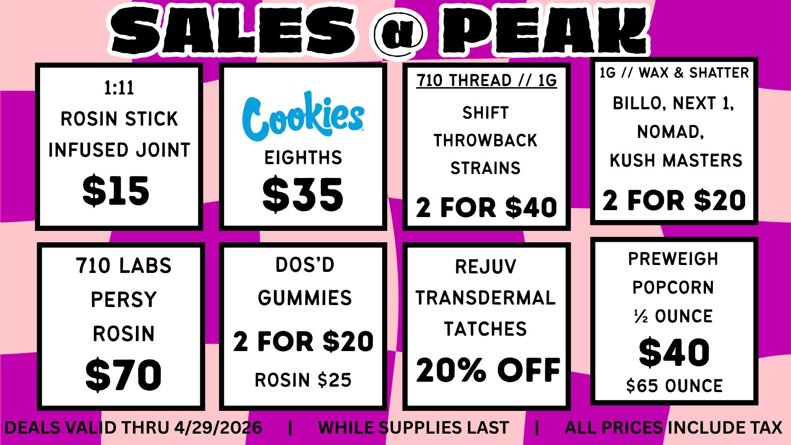 Peak MJ Sedgwick April 23-29 WEEKLY DEALS