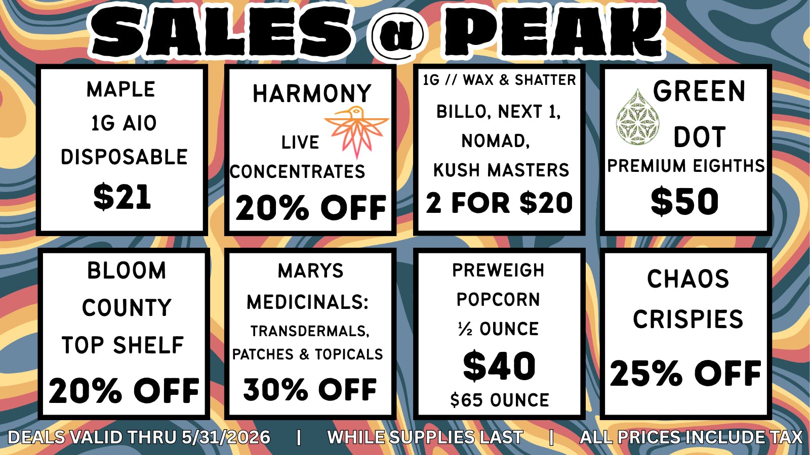 Peak MJ Sedgwick Monthly Deals: May