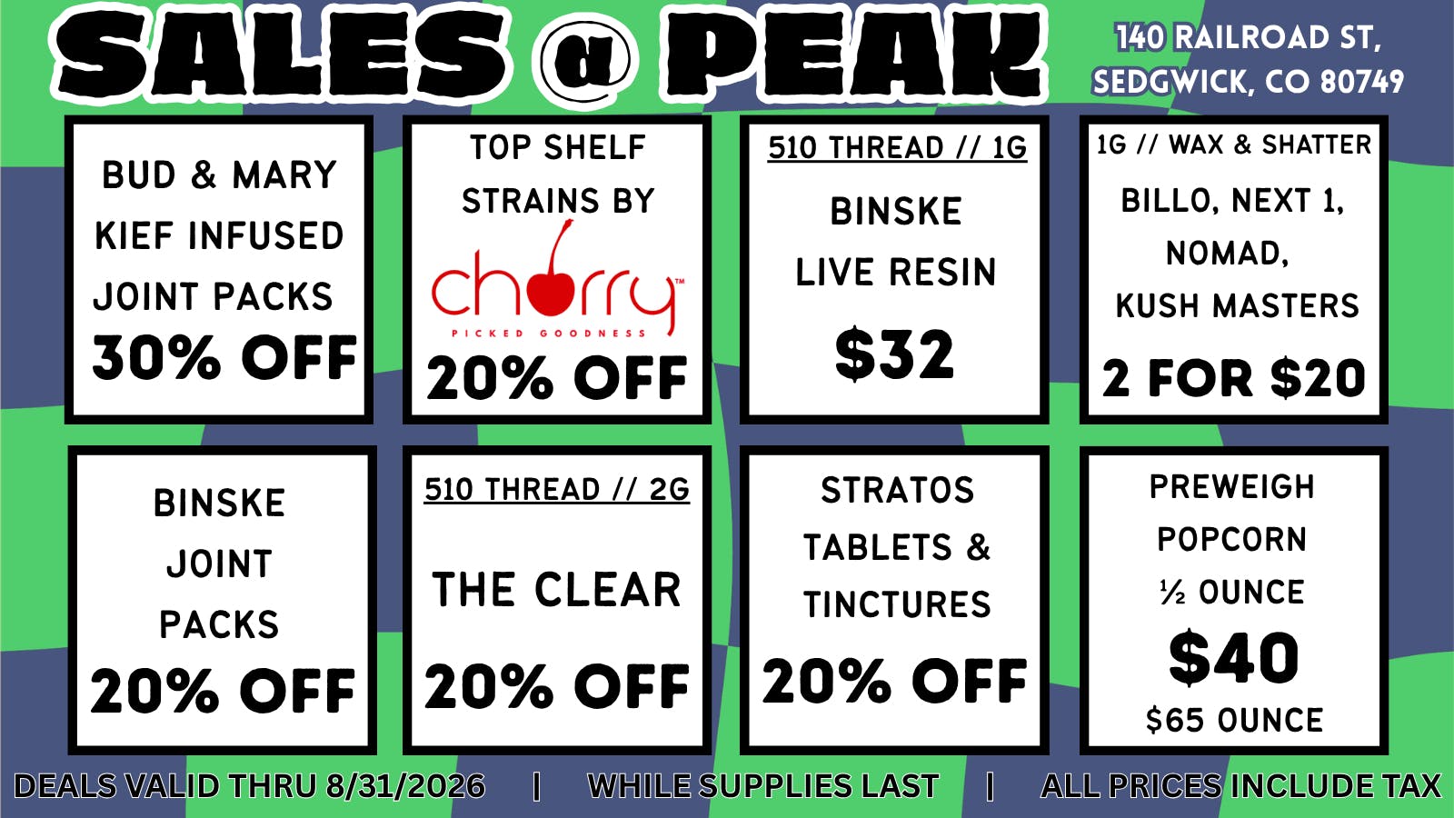 Peak MJ Sedgwick August Featured Vendors