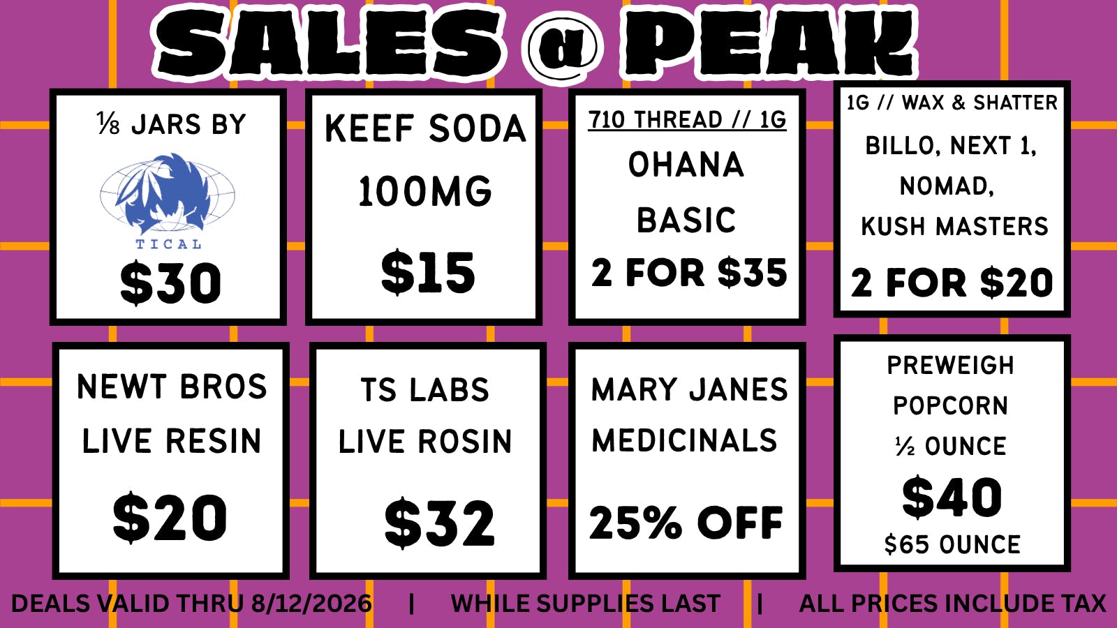 Peak MJ Sedgwick Weekly Deals August 6-12