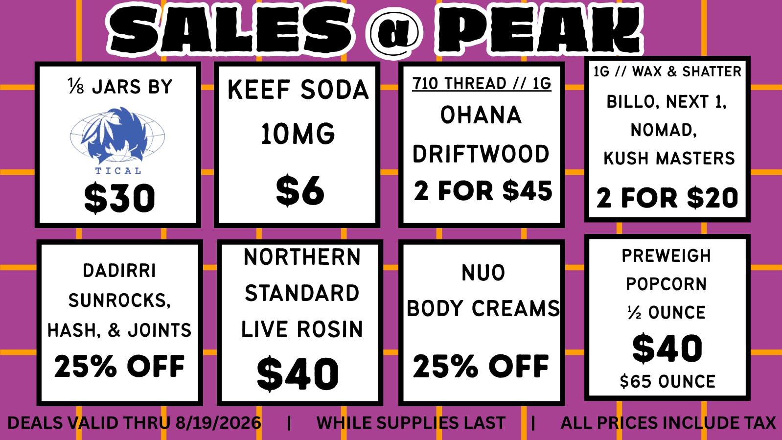 Peak MJ Sedgwick Deal: August 13-19