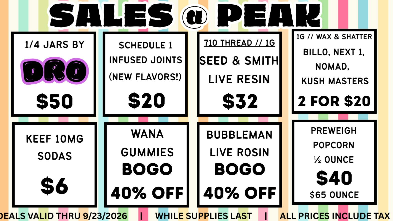 Peak MJ Sedgwick Weekly Deals September 17-23