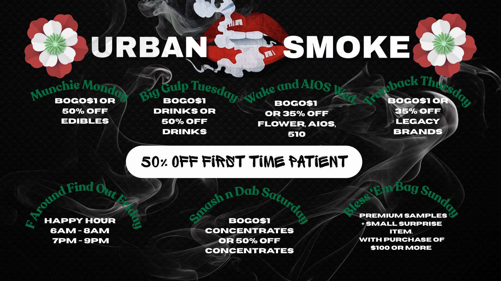 Urban Smoke - Broadway FIRST TIME 50% OFF