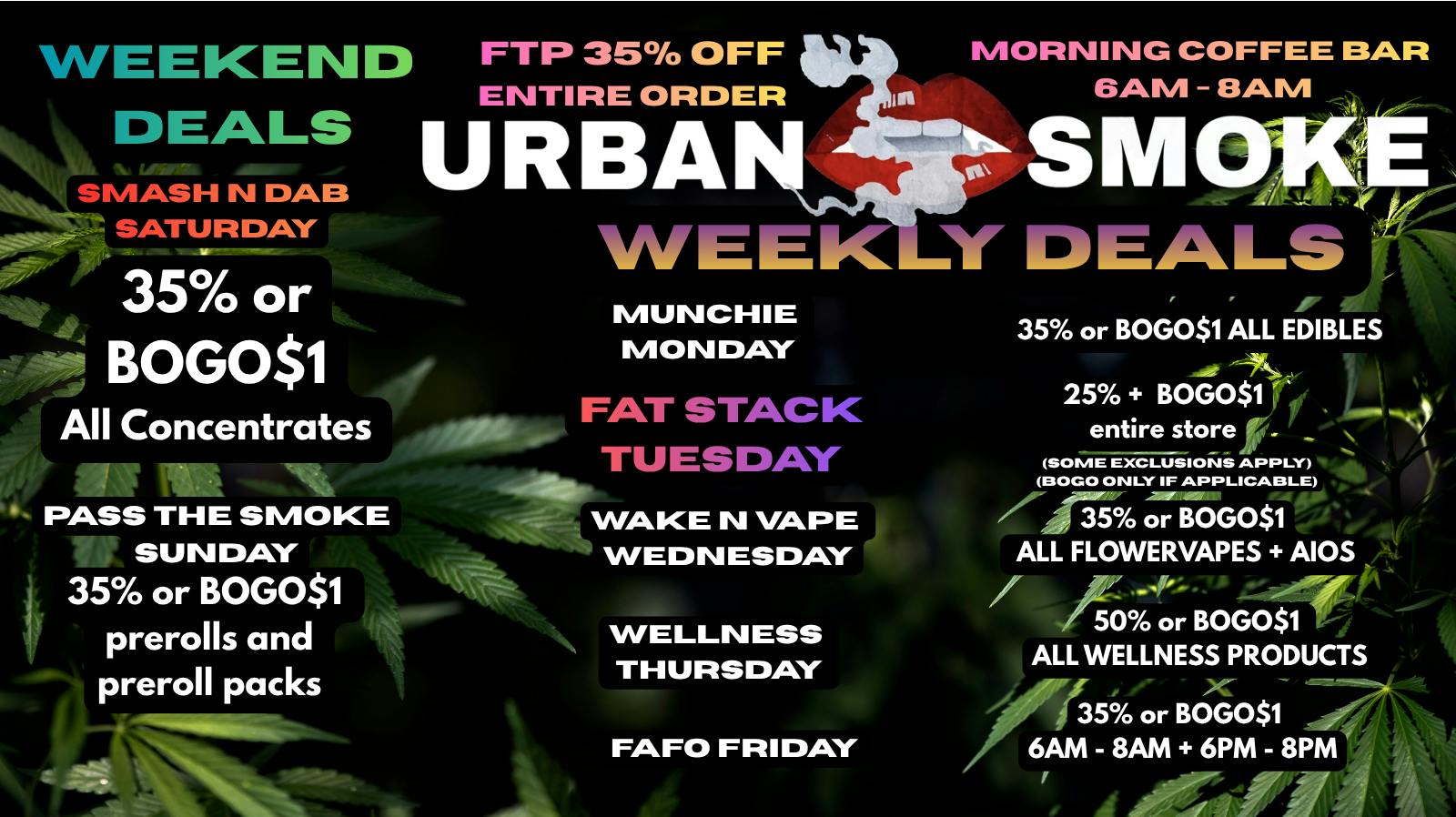 Urban Smoke - Broadway UP TO 50% OFF DAILY DEALS