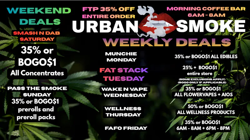 Urban Smoke - Broadway UP TO 50% OFF DAILY DEALS