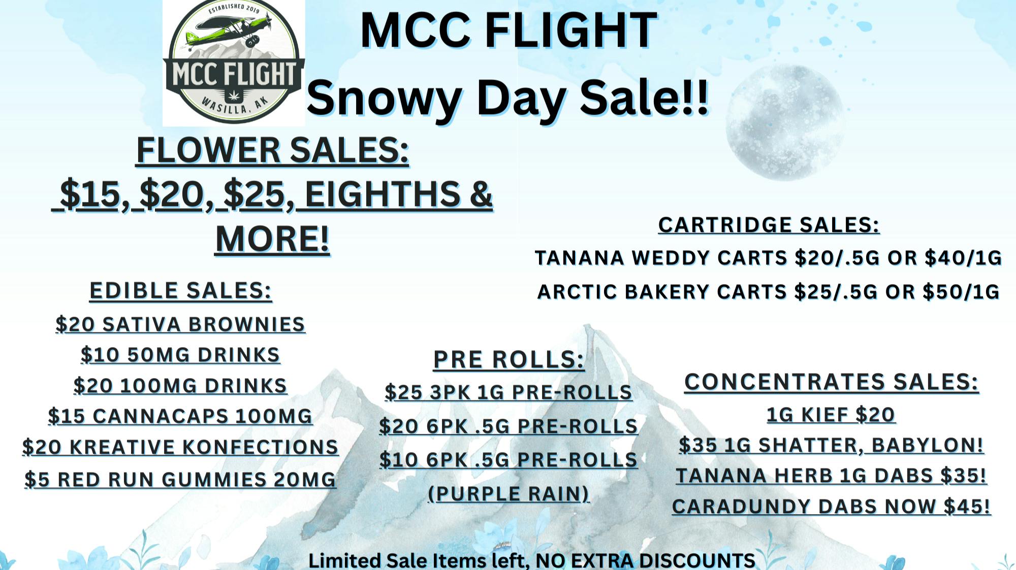 MCC Flight Snowy Day Sales! (MCC Flight Only)