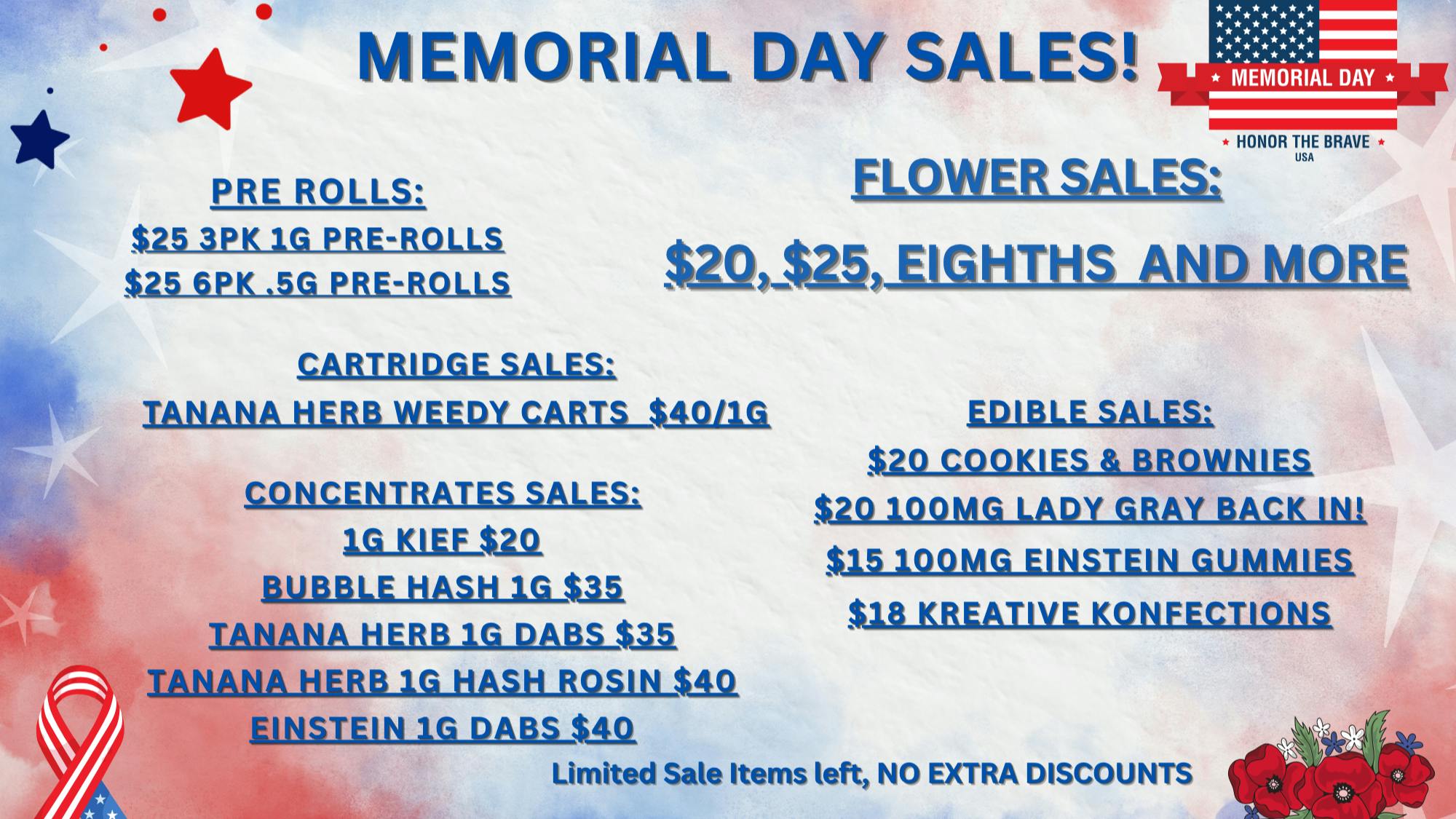 Matanuska Cannabis Company Memorial Day Sales @ Matanuska Cannabis Co