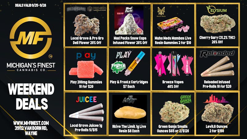 Michigan's Finest Cannabis Co. Weekend Deals at Michigan's Finest