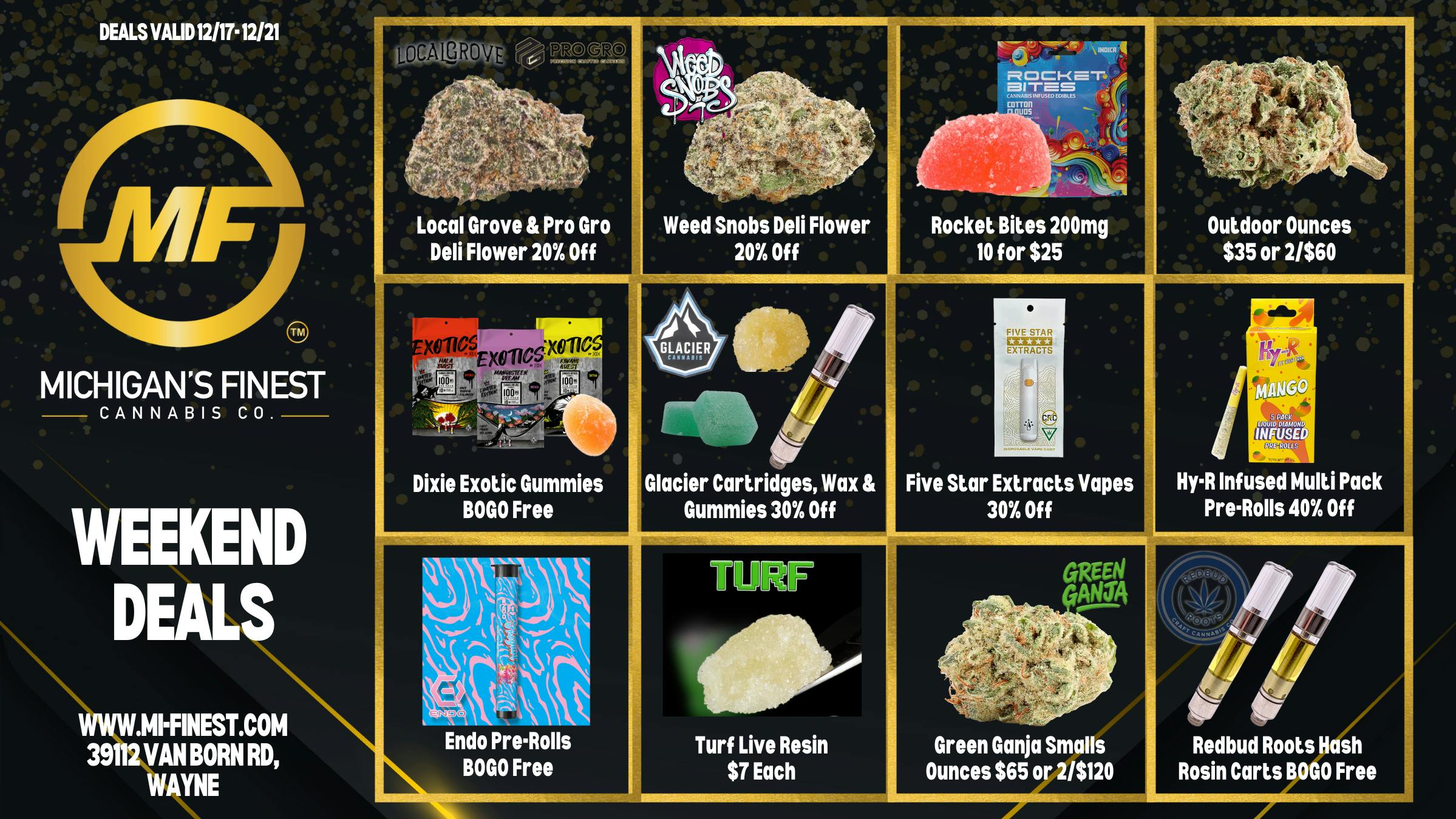 Michigan's Finest Cannabis Co. Weekend Deals at Michigan's Finest Cannabis Co.