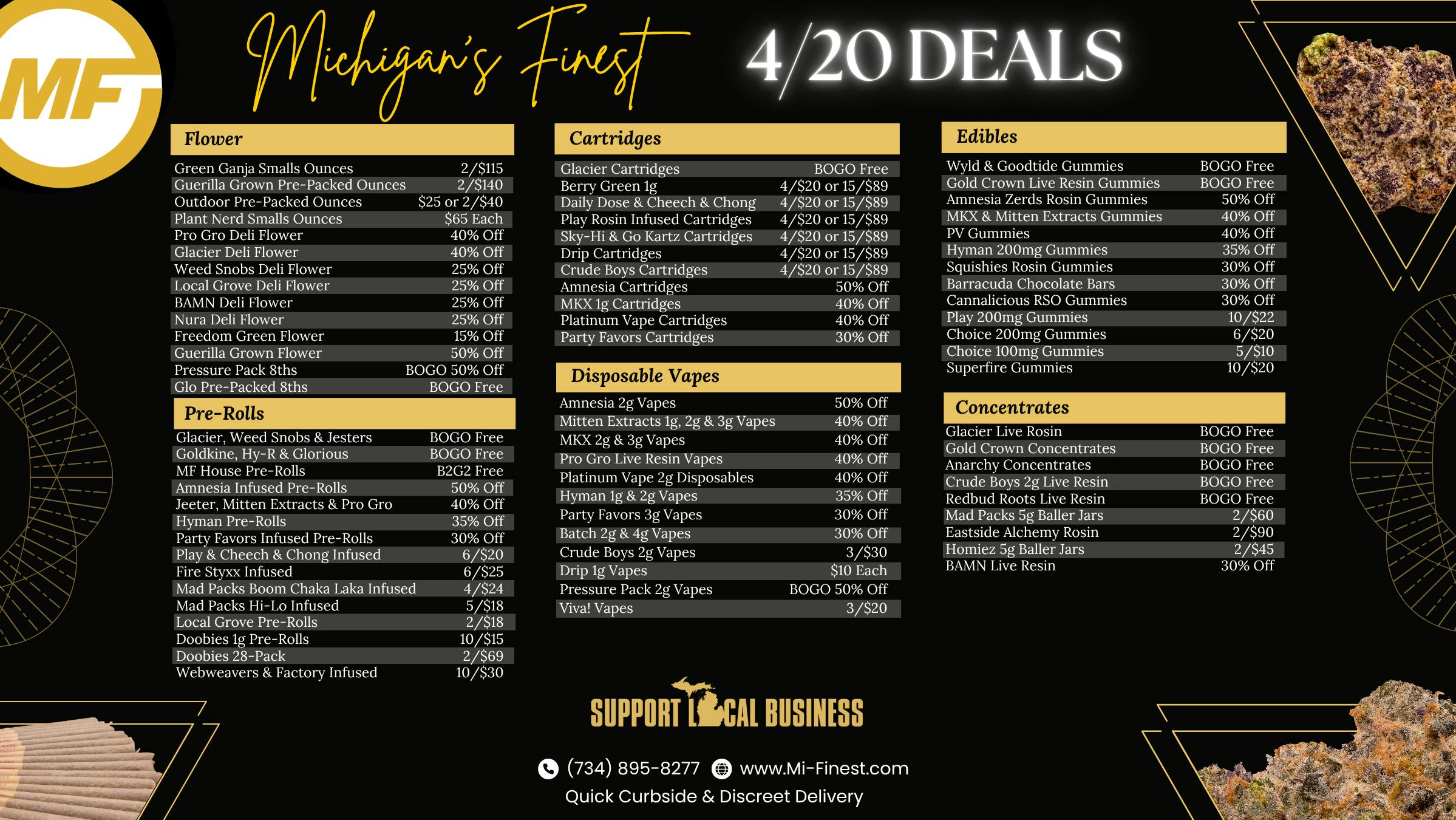 Michigan's Finest Cannabis Co. 4/20 Deals at Michigan's Finest Cannabis Co.