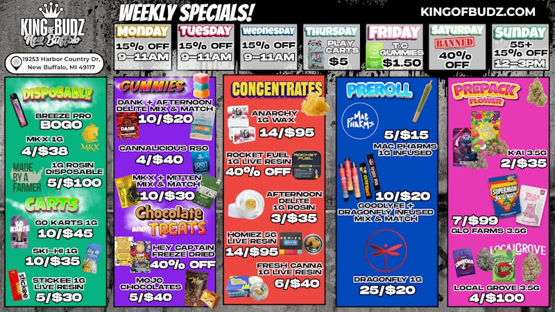 King of Budz - New Buffalo Shop New Buffalo's Lowest Prices !!!