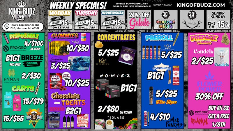 King of Budz - Monroe MONROE WEEKLY DEALS