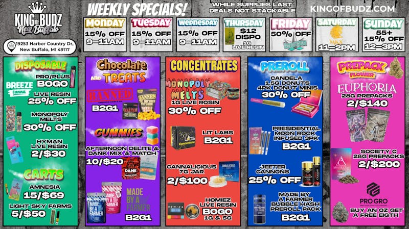 King of Budz - New Buffalo Shop New Buffalo's Lowest Prices !!!