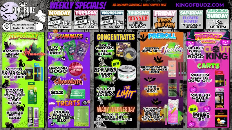 King of Budz Taylor Taylor Weekly Deals!