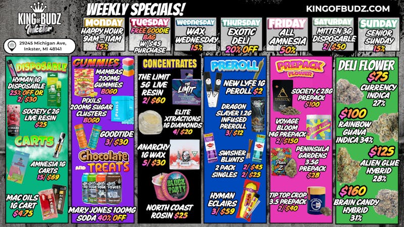 King of Budz Inkster New Month, New Inkster Deals!!!