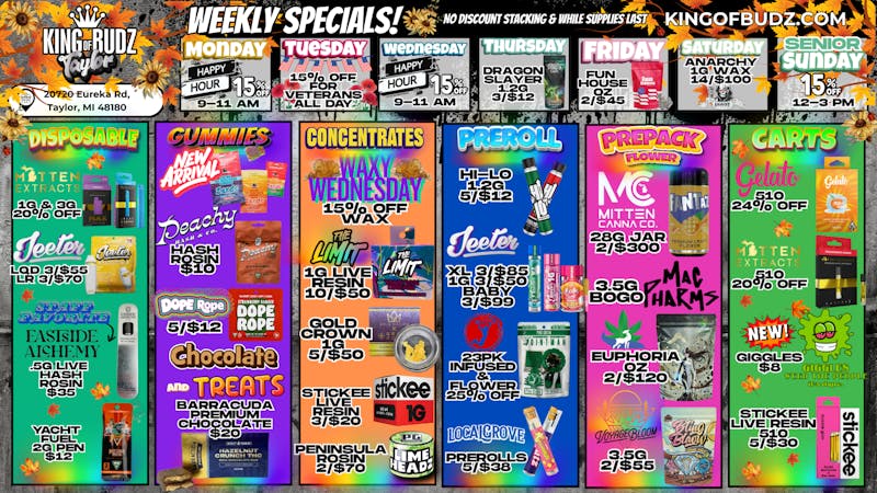 King of Budz Taylor Taylor Weekly Deals