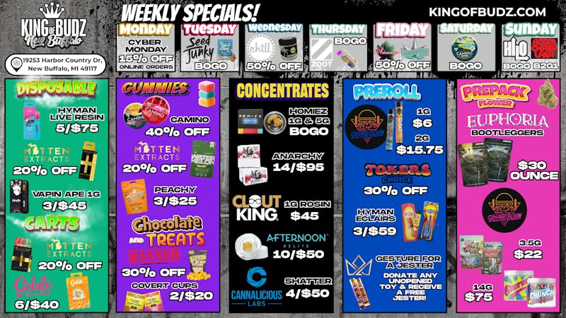 King of Budz - New Buffalo Shop New Buffalo's Lowest Prices !!!