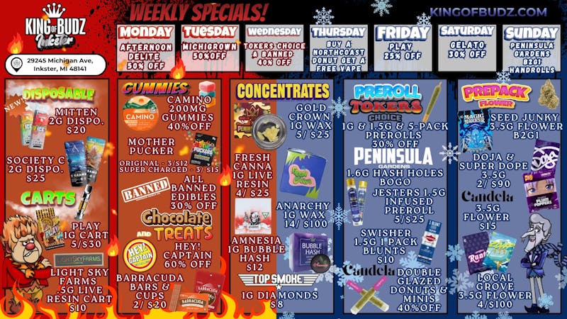 King of Budz Inkster 25 Days of Christmas: Week 2 Deals!