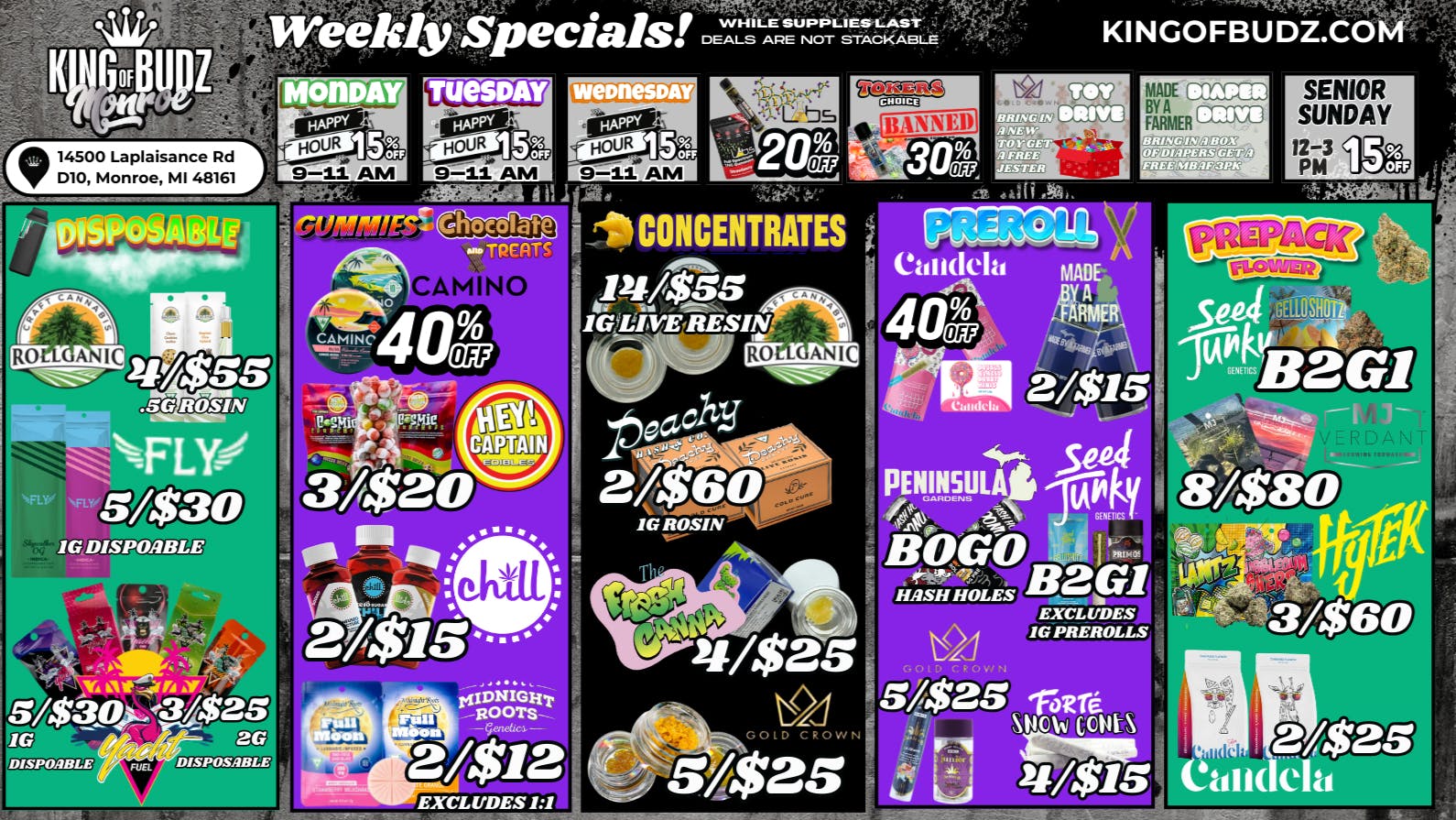 King of Budz - Monroe MONROE WEEKLY DEALS 12/8-12/14