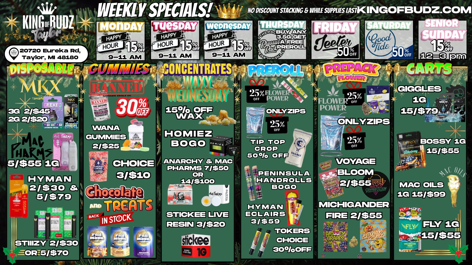 King of Budz Taylor Taylor Weekly Deals