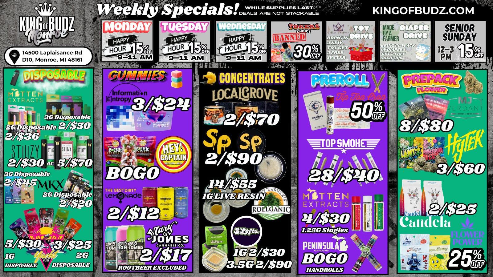 King of Budz - Monroe KOB MONROE WEEKLY DEALS