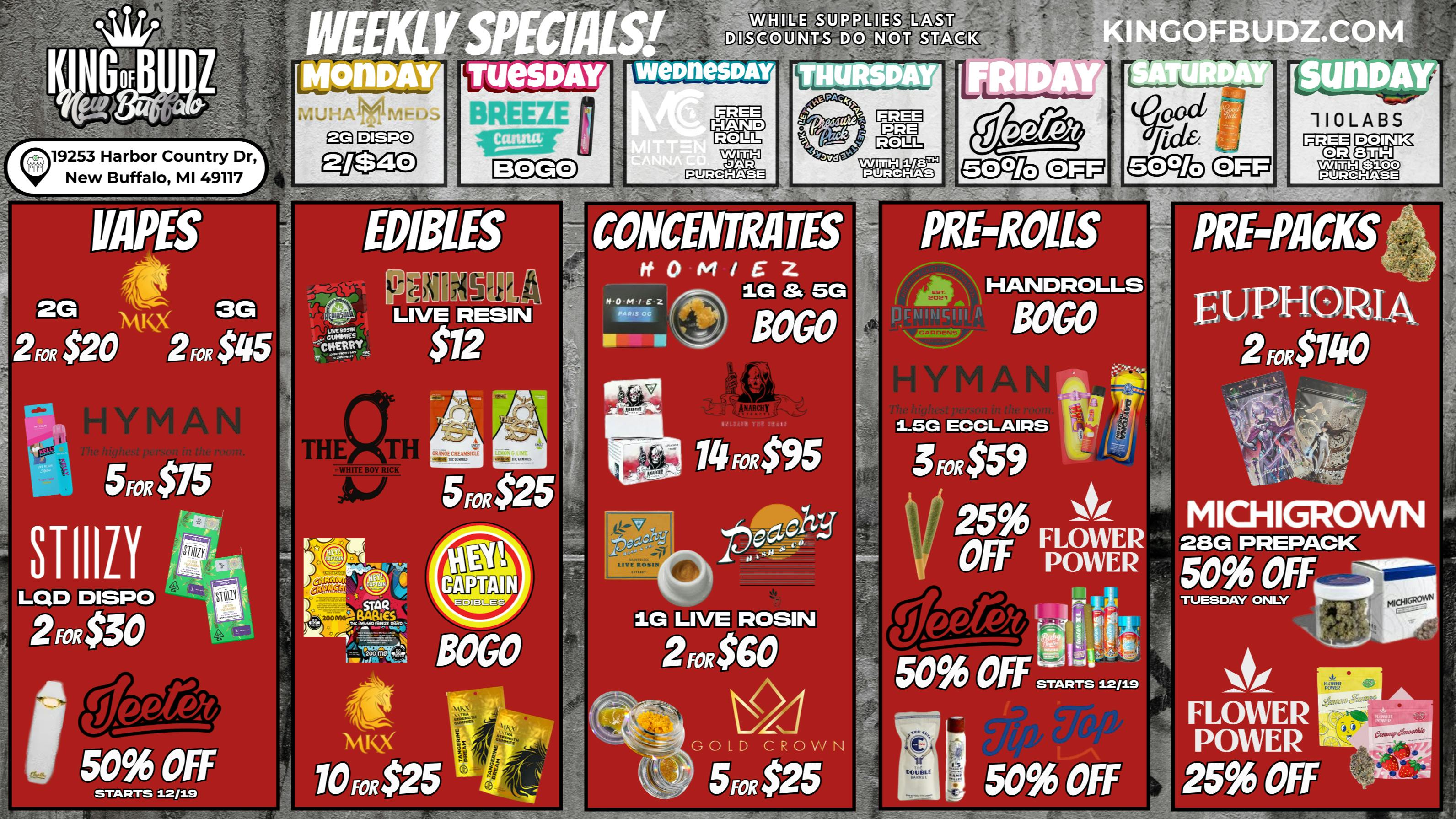 King of Budz - New Buffalo Shop New Buffalo's Lowest Prices !!!