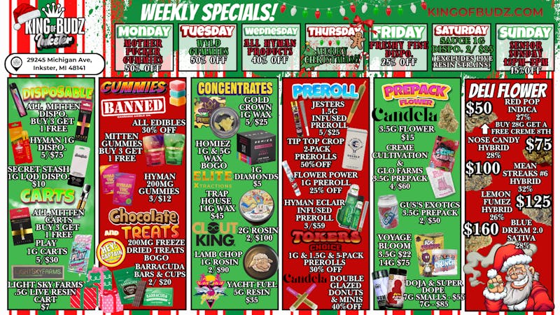 King of Budz Inkster 25 Days of Christmas: Week 4 Deals!