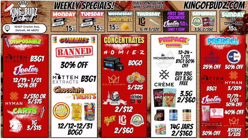 King of Budz - Detroit KOB DETROIT - Weekly Deals!!!