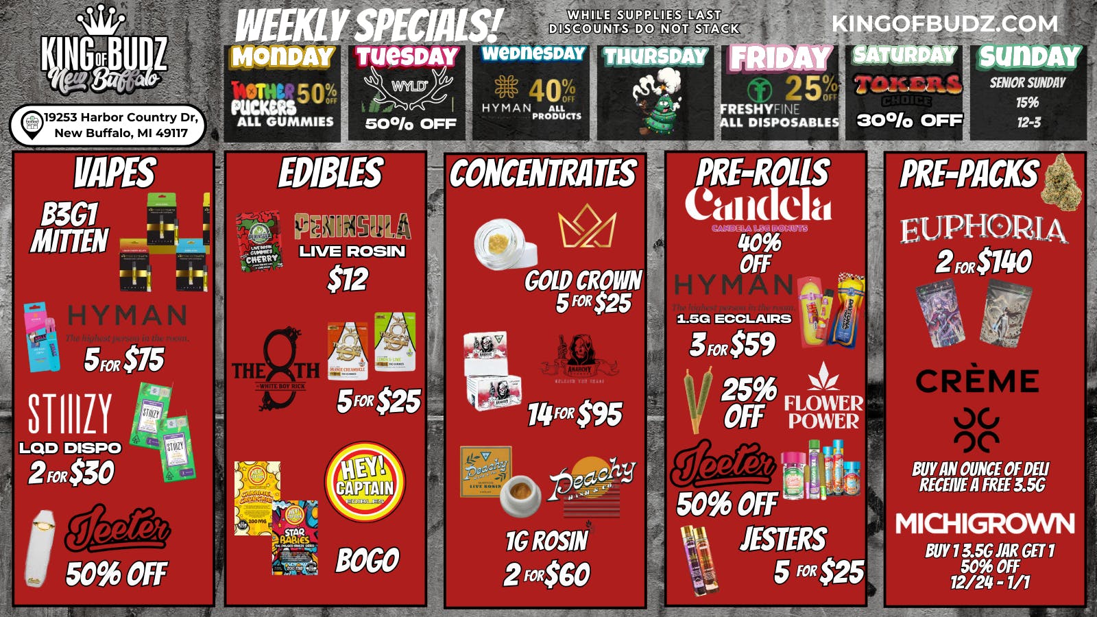 King of Budz - New Buffalo Shop New Buffalo's Lowest Prices !!!