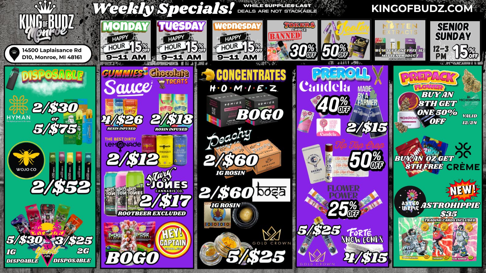 King of Budz - Monroe KOB MONROE WEEKLY DEALS