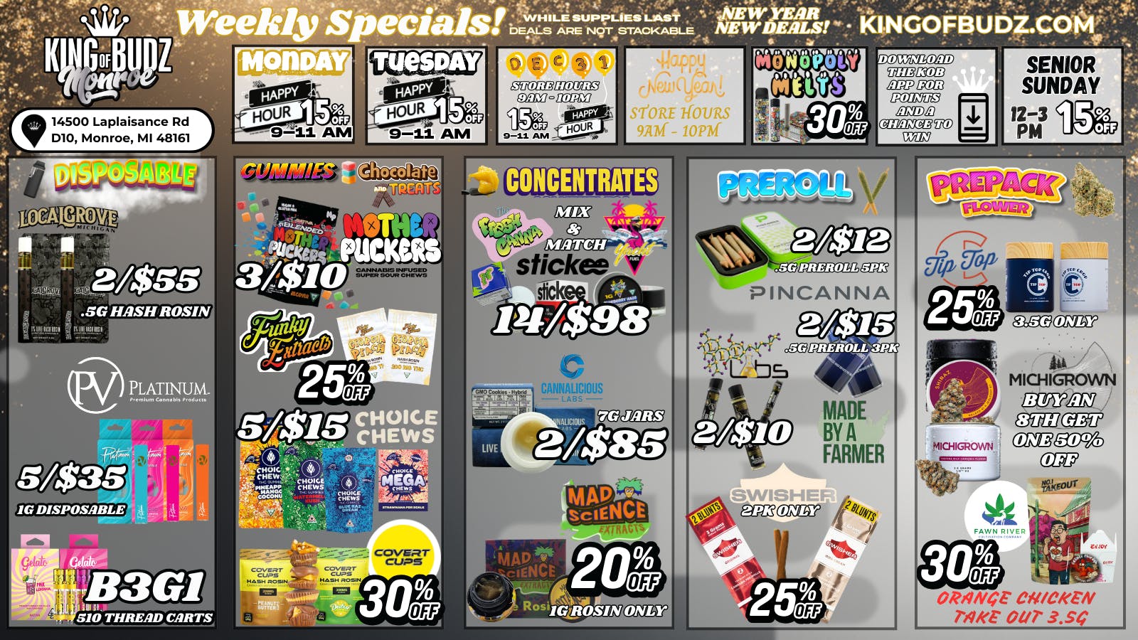 King of Budz - Monroe MONROE DAILY DEALS