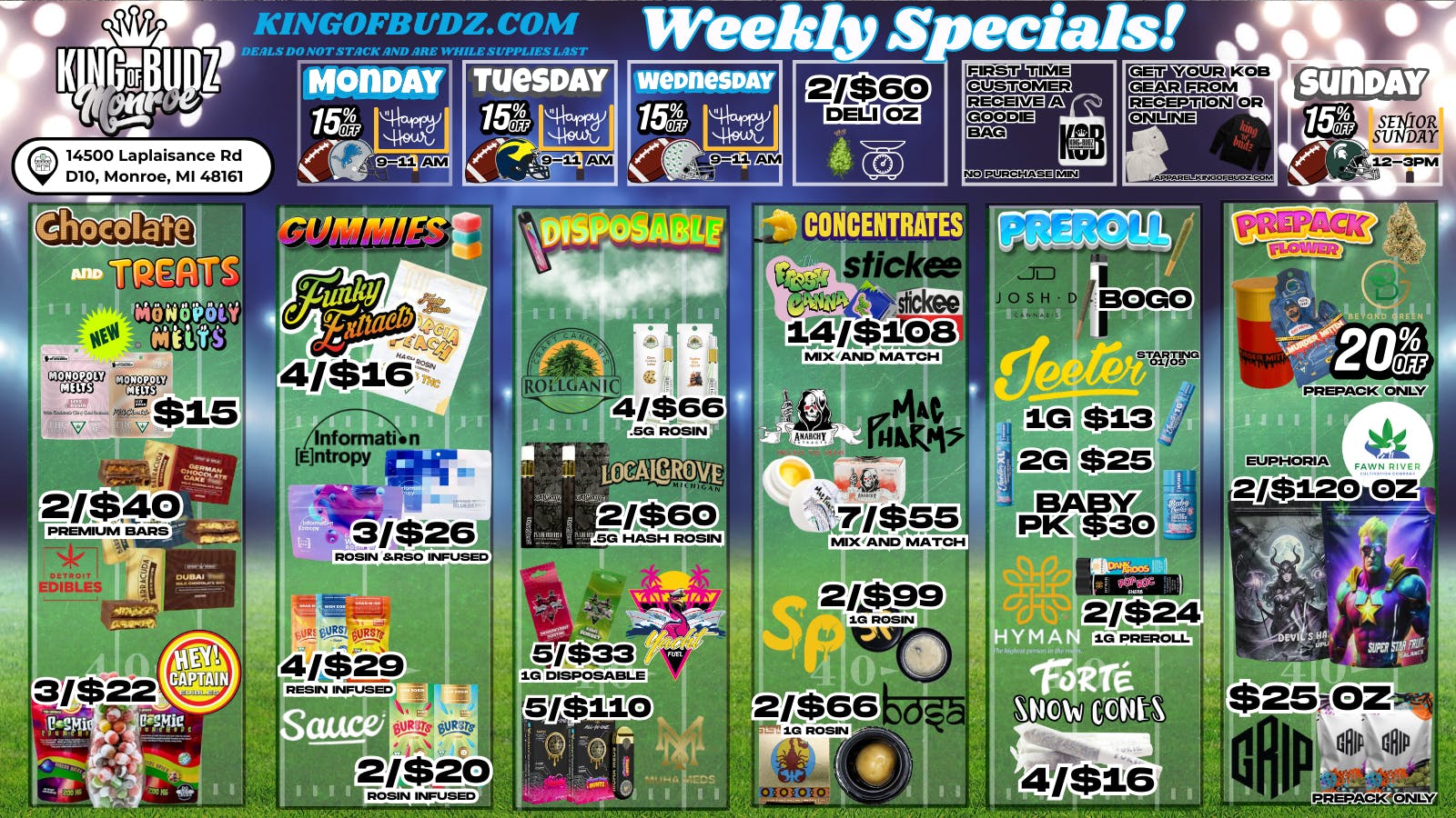 King of Budz - Monroe MONROE WEEKLY DEALS